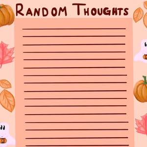 Fall-Themed Random Thoughts Notes Printable - 8.5" x 11" digital autumn notes template