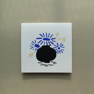Flores / Mini tarjeta serigrafiada / Impresión artística hecha a mano