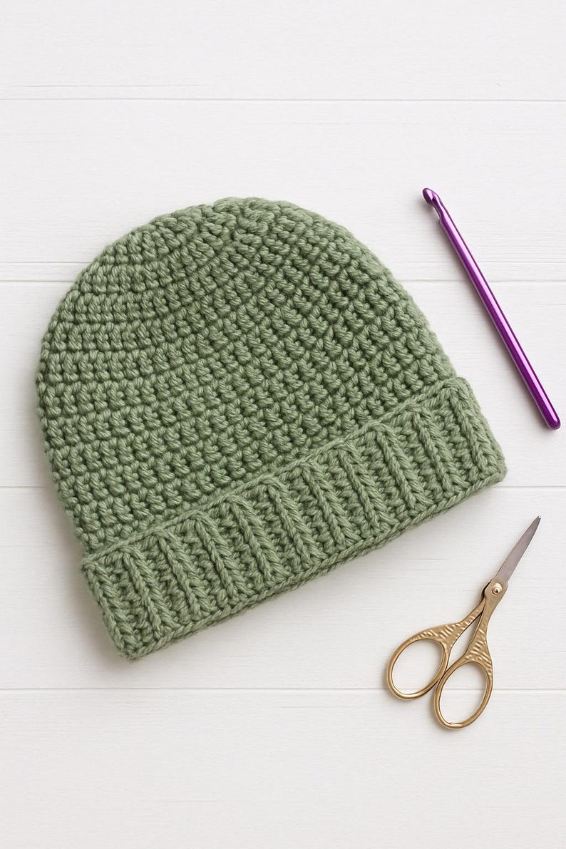 Basic Crochet Beanie Pattern | Instant Download PDF | Easy Beginner Hat ...