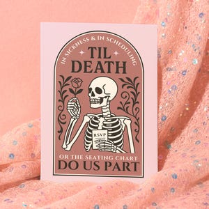 Funny Maid of Honor Proposal Card, Til Death Do Us Part, Gothic Wedding MOH Ask Gift, Spooky Alternative Bride, Skeleton Card For Her