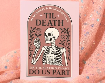 Funny Maid of Honor Proposal Card: Gothic Skeleton Wedding Ask