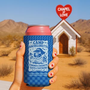 Glacière bleue personnalisée pour EVJF pour un cadeau de demoiselle d&#39;honneur, petite taille, cadeau personnalisé Koozie pour une excursion sur un lac