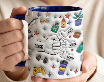 Regalo para el abuelo de parte de sus nietos, taza de café personalizada con nombres, taza de cerámica personalizada para papá, cumpleaños del abuelo, Día del Padre