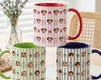 Tazza personalizzata con foto del papà e del viso del bambino, tazza da caffè in ceramica personalizzata da 325 ml, regalo di compleanno, festa del papà, Natale per papà