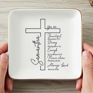 Christian Scripture Jewelry Dish, Bible Verse Gift for Her, Encouragement Keepsake, Baptism Confirmation Gift, Prayer Gift, Religious Decor