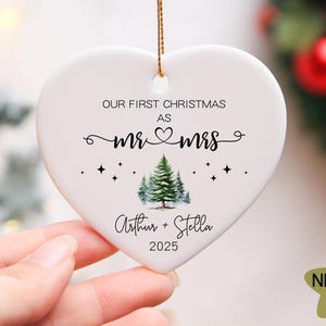Our First Christmas as Mr & Mrs Ornament 2025,Personalized Couple 1st Christmas Keepsake, 1st Xmas Gift for Couples,Christmas Ceramic Bauble