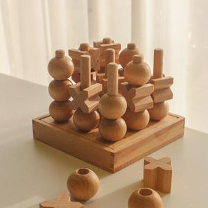 Houten 3D boter en kaas, strategisch bordspel voor kinderen en volwassenen, perfect cadeau voor verjaardag, familiebordspel