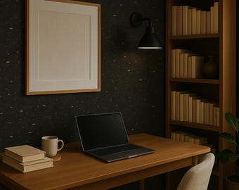 Black Stone Effect Cork Wallpaper - Modern Urban Design Wall Decor | Natural Cork Wall Covering, 6 or 8 Yard Roll