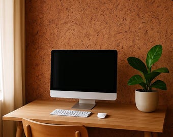 Eco-Friendly Brown Cork Wallpaper - Natural and Sustainable Wall Accent | Brown Cork Wall Covering, 6 or 8 Yard Roll, Natural Texture