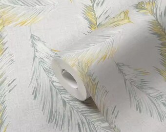 Light Green Palm Leaf Wallpaper: Modern Tropical Wall Art | Peel and Stick or Non-Woven Vinyl, Tropical Wall Decor