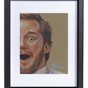 Andy Dwyer Funny Parks n Rec, Fine Art Print, Quincey Turner Studio Colored Pencil, Colorful Giclee, 8x10&quot; Matted Print