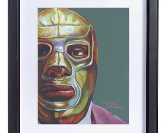 Película divertida de Ramsés Nacho Libre, Jack Black, impresión artística, lápiz de color Quincey Turner Studio, giclée colorido, 20 x 25 cm, sin paspartú