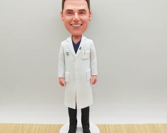 Custom Doctor Bobblehead, Personalized Polymer Clay Figurine