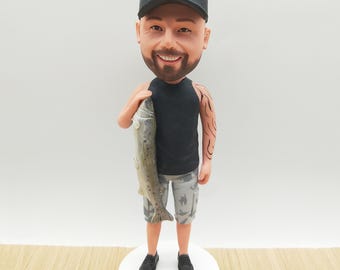 Spersonalizowana figurka wędkarza: spersonalizowany prezent wędkarski z żywicy