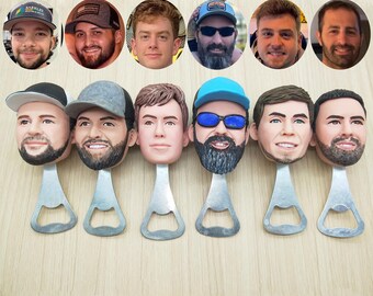 Niestandardowy otwieracz do butelek z kiwającą głową, spersonalizowany prezent ze zdjęciem twarzy, upominek ślubny dla mężczyzny