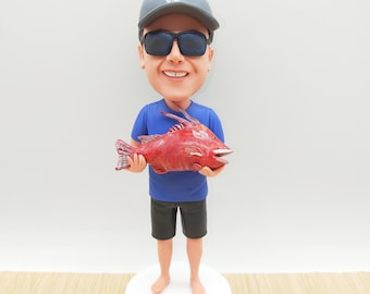 Spersonalizowana figurka rybaka: ręcznie wykonana żywiczna figurka rybaka