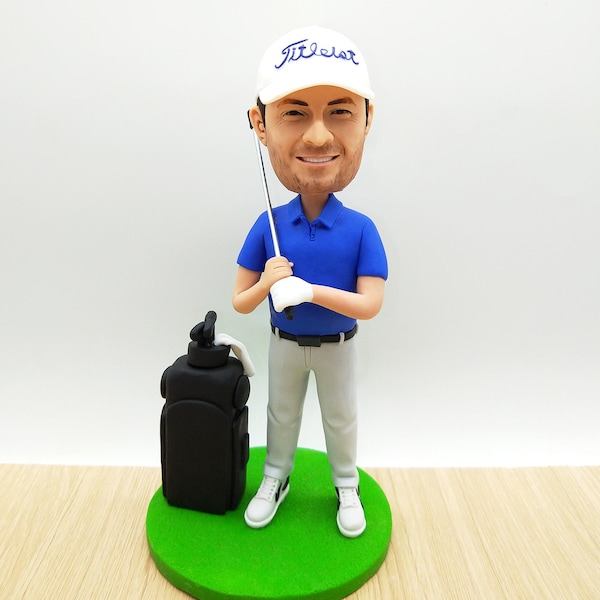 Anpassad golfbobblehead | Handgjord golfspelarefigur i polymerlera
