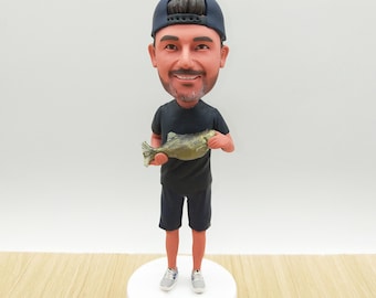 Spersonalizowana figurka wędkarza: ręcznie robiony prezent wędkarski z żywicy