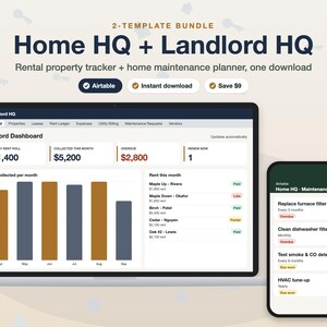 Pacote Home HQ + Landlord HQ Airtable, Gerenciador de Imóveis para Aluguel, Livro de Registro de Aluguéis (Download Digital)