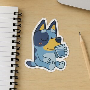 Pegatina "Me gusta Bluey", vinilo infantil, "¿Agua que esperas?", impermeable, para botellas de agua, portátiles, cuadernos, tamaño A1