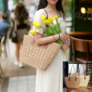 Umweltfreundliche Boho Crossbody Tasche, handgemachte Papierkordel gewebte Geldbörse, leichte Sommer-Umhängetasche, Strandtasche aus natürlichem Strohstil