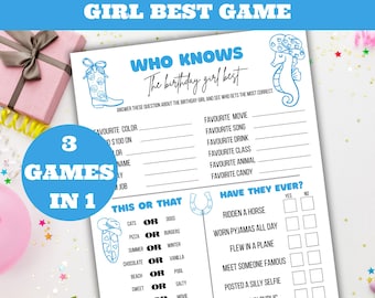 Quién conoce a la cumpleañera: el mejor juego de fiesta 3 en 1, juegos de fiesta imprimibles, juegos de cumpleaños para adolescentes, actividades para fiestas de pijamas, juegos de fiesta para preadolescentes