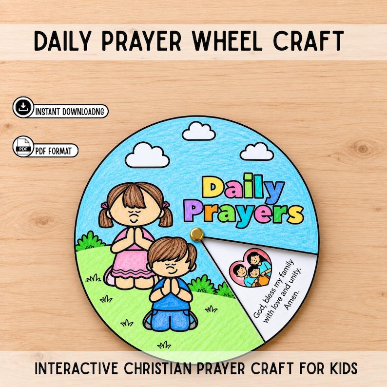 Daily Prayer Wheel Craft for Kids, Christian Prayer Activity, Sunday ...
