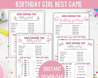 Quién conoce a la cumpleañera: el mejor juego de fiesta 3 en 1, juegos de fiesta imprimibles, juegos de cumpleaños para adolescentes, actividades para fiestas de pijamas, juegos de fiesta para preadolescentes