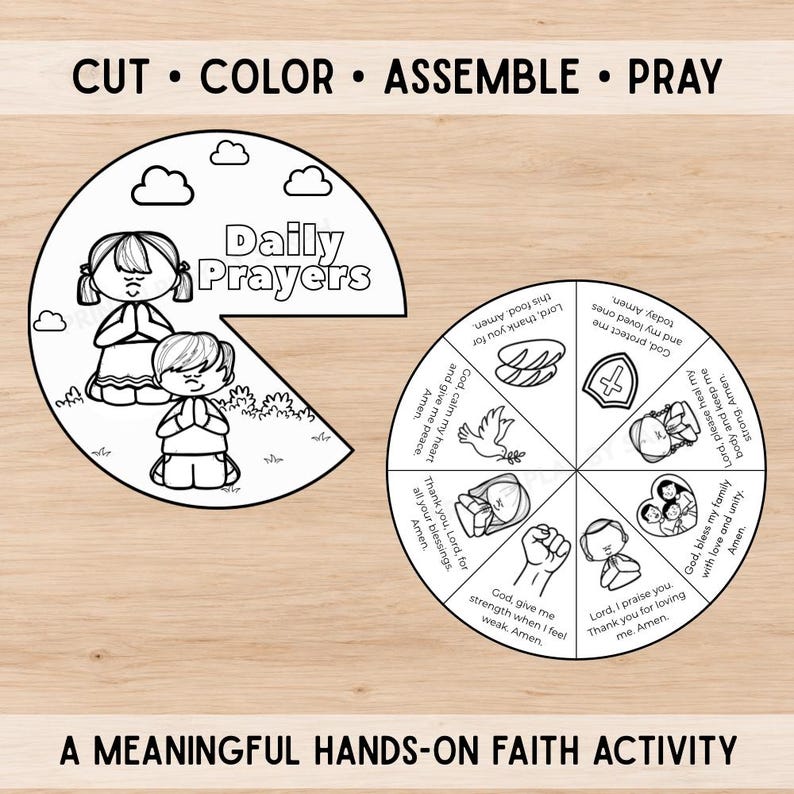 Daily Prayer Wheel Craft for Kids, Christian Prayer Activity, Sunday ...
