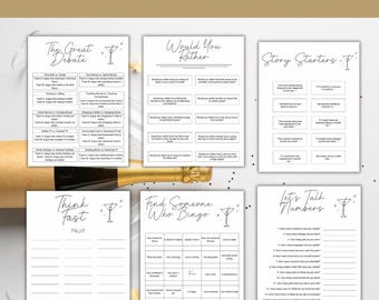 Paquete de juegos imprimibles para cenas con amigos: 10 divertidos juegos de mesa para adultos y familias – Descarga instantánea en PDF