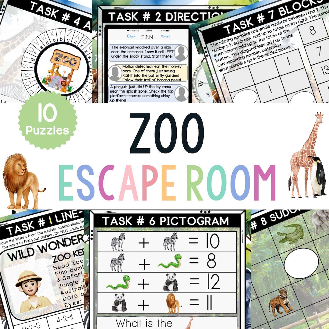 Zoo Escape Room - Printable Escape Room Kit for Children- Escape Room ...