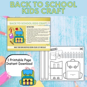 Backpack Craft: First Day of School Printable (PDF Download)