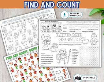 David and Goliath Bible Activity Sheet | Printable Sunday School Worksheet | Kids Bible Lesson | Christian Coloring Page