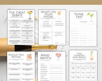 Juegos para fiestas de cumpleaños, juegos de mesa imprimibles para cenas, juegos de fiesta para adultos, juegos para romper el hielo, descarga instantánea en PDF