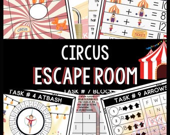 Circus Themed Escape Room Printable for Kids Aged 7 to 12 Fun Birthday Party Game Print & Play Puzzle Adventure Party Activities