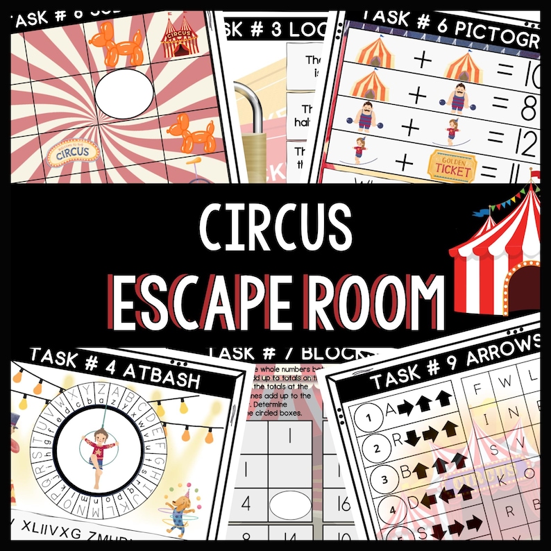Circus Themed Escape Room Printable for Kids Aged 7 to 12 Fun Birthday ...