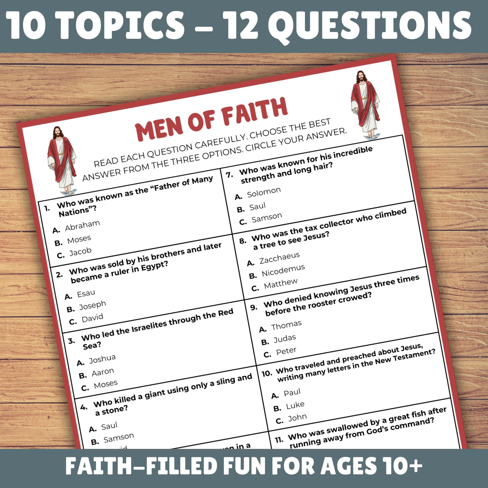 Bible Trivia Bundle – 10 Printable Quiz Sets + Answer Keys, Youth Group ...
