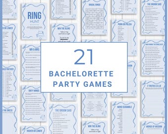 French Blue Coquette Bachelorette Party Games, Bachelorette Party Games Printable Bundle, Fun Hen Party Activities, Printable Adult Games
