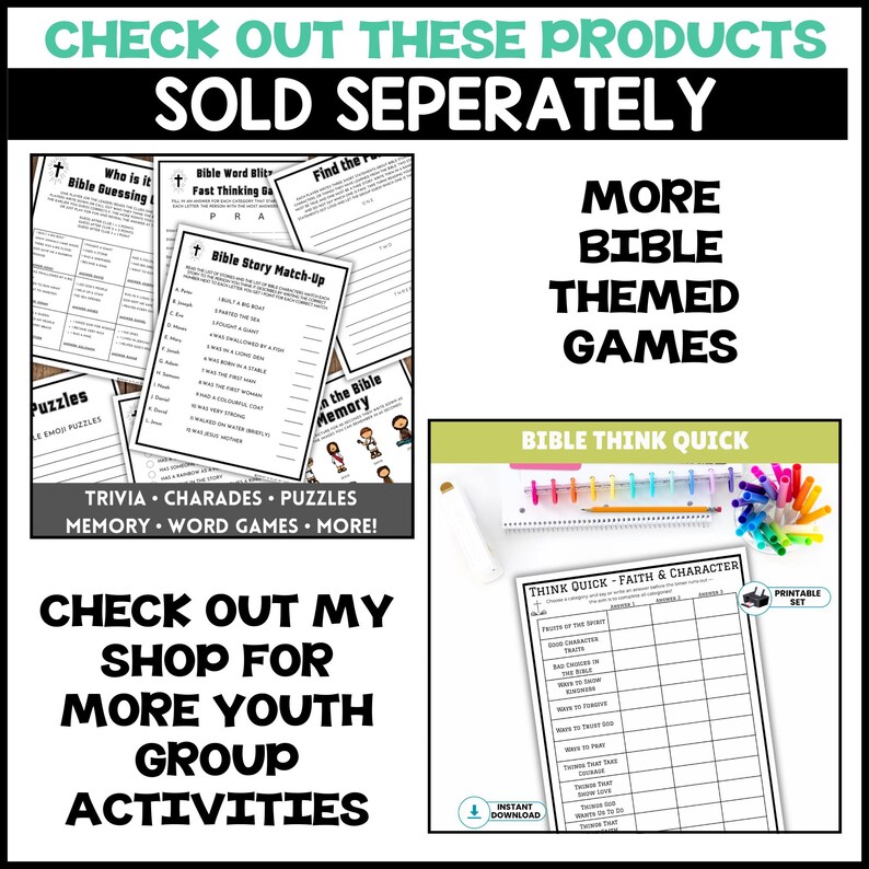 Bible Trivia Bundle – 10 Printable Quiz Sets + Answer Keys, Youth Group ...