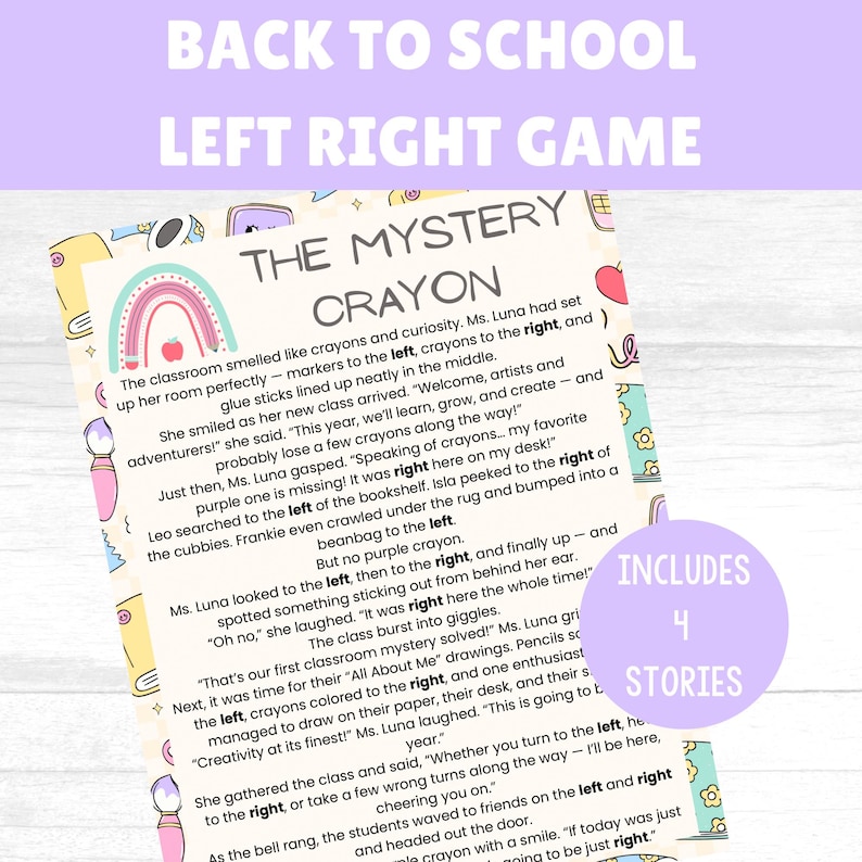 Start of the Year Left & Right Game, Classroom Ice Breaker, Back to ...