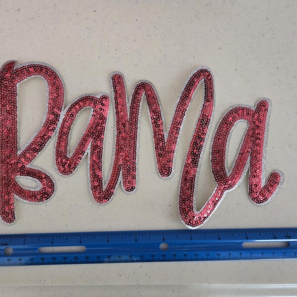 BAMA sequin and silver glitter patch