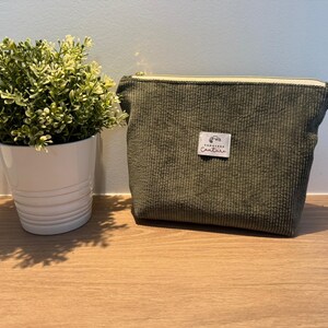 Green corduroy pencil case