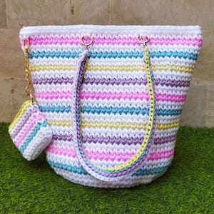 Sac bohème moyen au crochet pour filles - Sac fourre-tout universitaire fait main - Sac à main en laine mignon et élégant pour les étudiants - Sac à bandoulière tendance pour tous les jours - Cadeau pour
