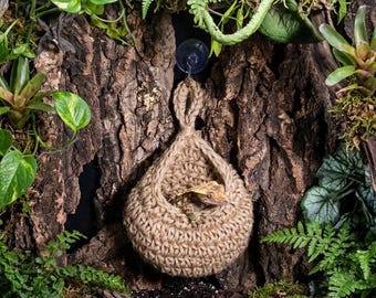Woven Jute Reptile Hide Nest, Gecko Bearded Dragon Terrarium Decoration