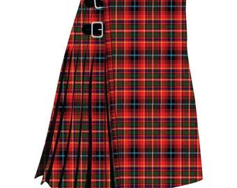 Innes Red Modern Tartan Kilt - Traditional Highland Heavyweight 16 oz 8 yard Scottish Kilt - Made with Acrylic Wool