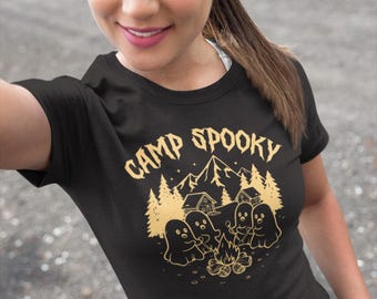 Camp Spooky Ghost T-Shirt, Halloween Camping Graphic Tee