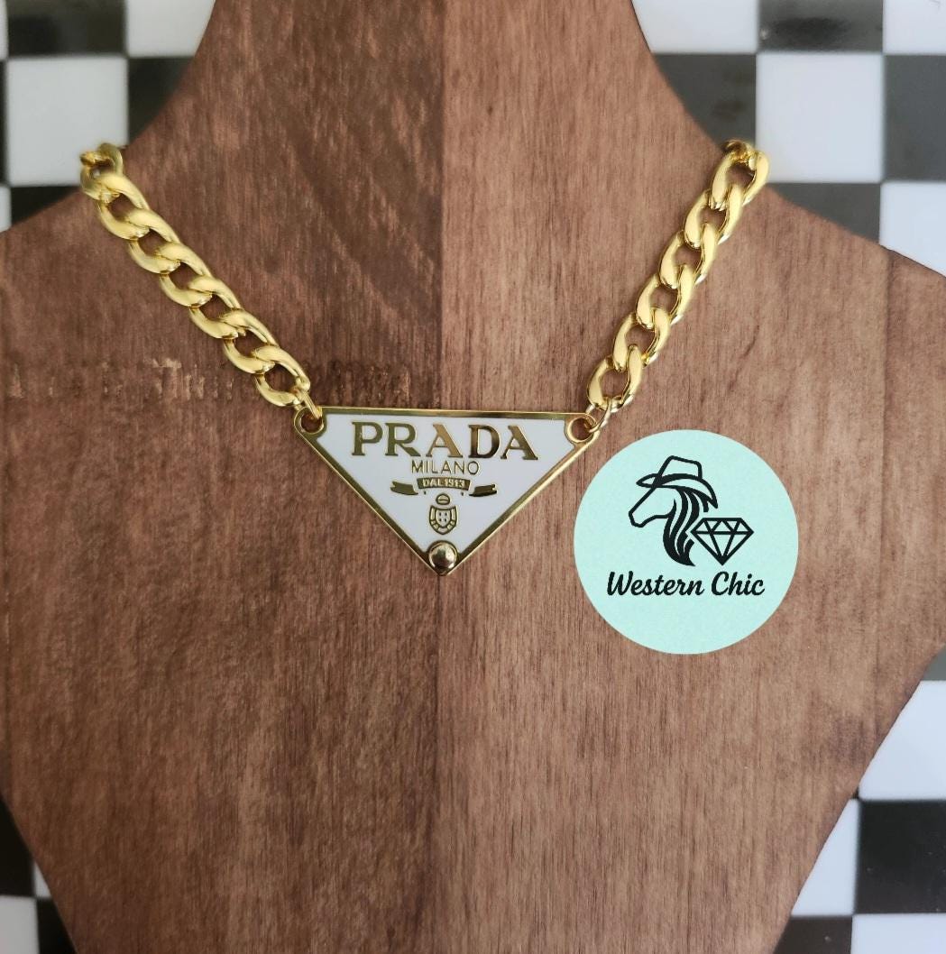 Prada necklace triangle gold - Etsy 日本