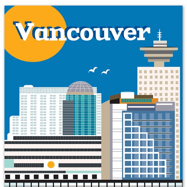 Vancouver Skyline Art Print, Vancouver Wall Art, Vancouver Vertical Print, Vancouver Canada Art, Vancouver Digital Art - style E8-O-VAN
