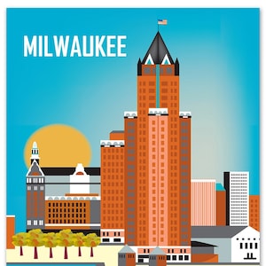 Milwaukee Print Skyline Art, Milwaukee map, Milwaukee wall art, Milwaukee Travel Poster, Baby Art, Loose Petals City Print - style W-MIL