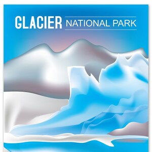 Glacier National Park Poster, National Park Art, Montana Print, Glacier Park skyline, Glacier Park Map, Montana Art Gift - style E8-O-GLACI